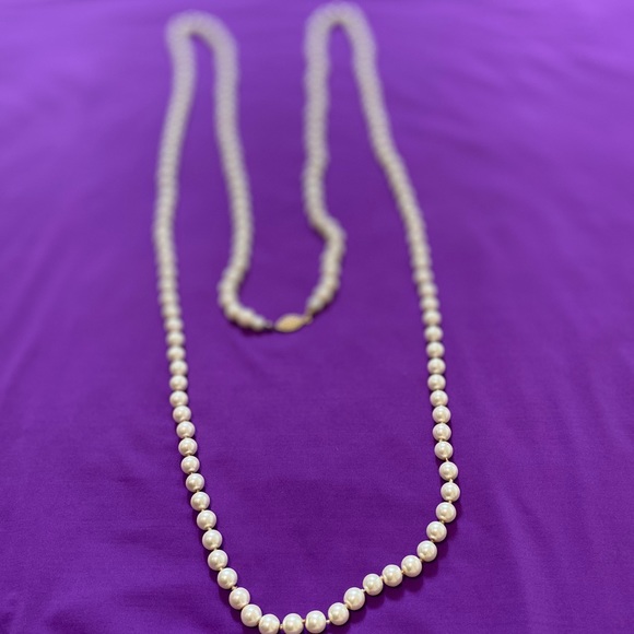 Macy's Jewelry Faux White Pearl Necklace Really Long Looks Real
